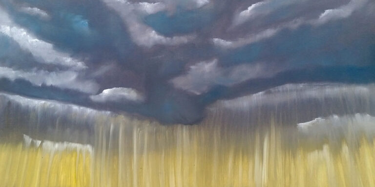 Ölbild auf Leinwand, Regenwolken über Lamdschaft von Ariane Zuber, 50x70 cm