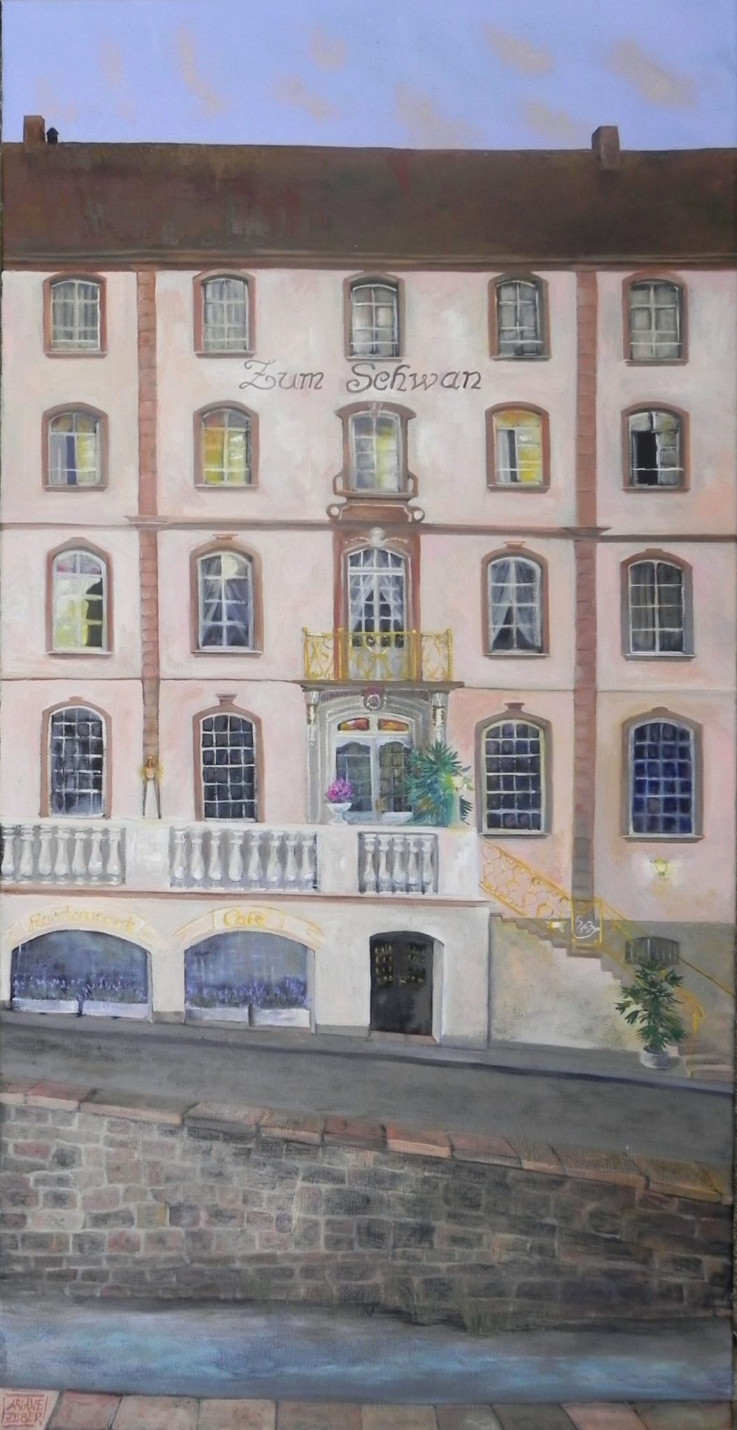 Gemälde: Hotel zum schwan, Ariane Zuber, Bad Karlshafen