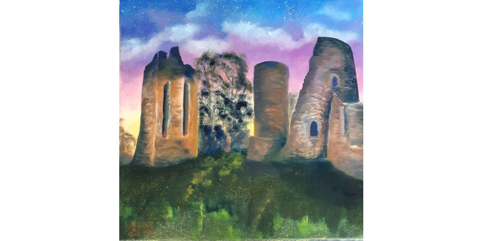 Ariane Zuber Gemälde Krukenburgburg_Nacht_30x30cm_01 Ariane Zuber Gemälde Krukenburg